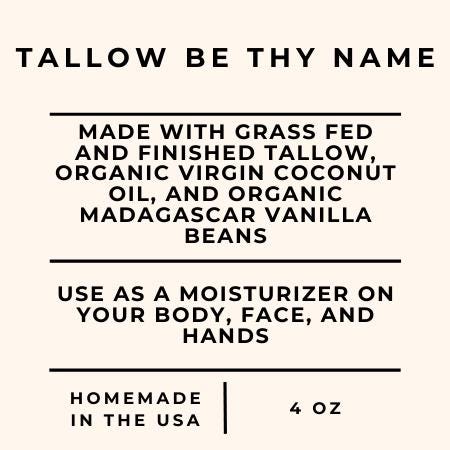 Whipped Tallow Balm- Vanilla Bean Infused